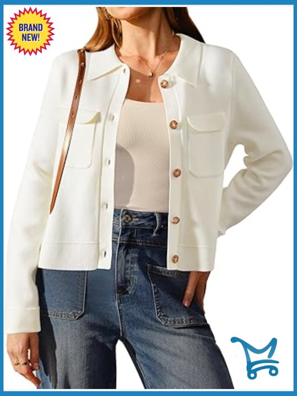 Wool Blend Cropped Button Down Cardigan Sweater Jacket
